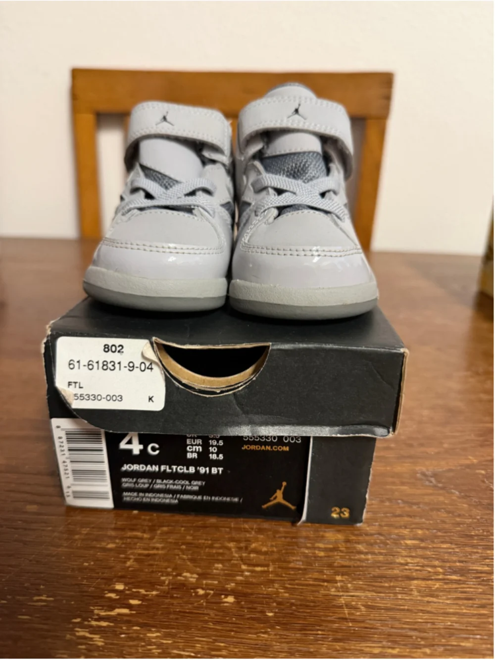 Nike Air Jordan FLTCLB ’91 BT Wolf Grey Black Cool Grey Toddler Size 4C 555330-0